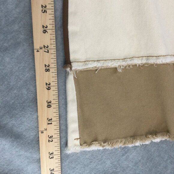 Machine Jeans 7 Flare Patch Brown Colorblock Y2K 90s Bell Bottom Boho - Picture 8 of 15